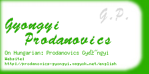 gyongyi prodanovics business card